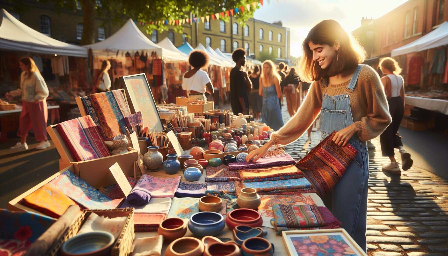 Maker selling handmade goods at a craft market as part of a growing creative craft business