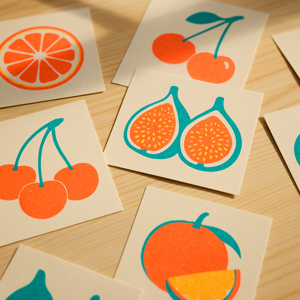 Bold and Colourful Risograph Print Ideas Inspired by Fruit and Nature