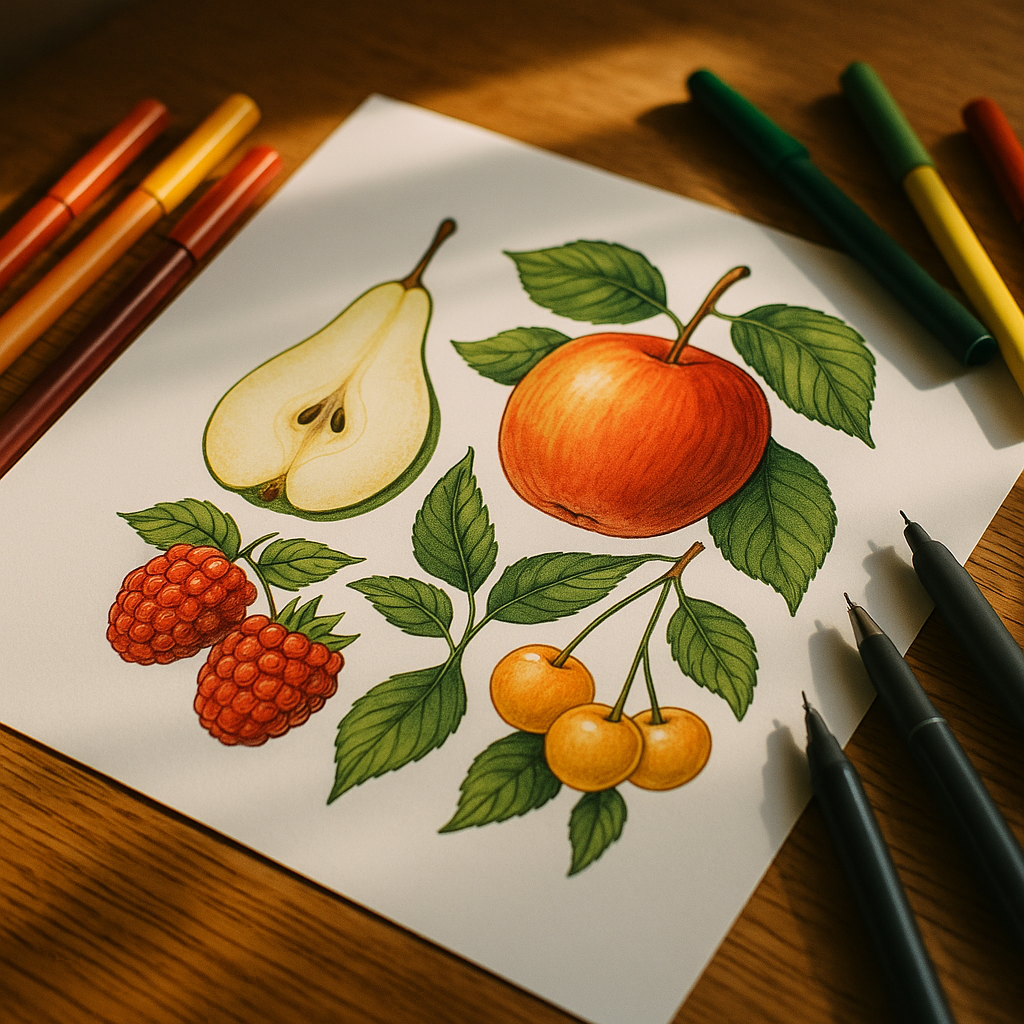 Felt-Tip and Fine-Liner Illustration: How to Create Colourful Fruit Botanicals with Pens Alone