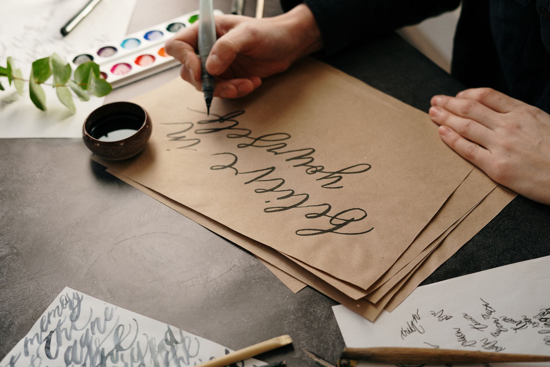 Hand lettering with brush pen for Risograph poster design artwork